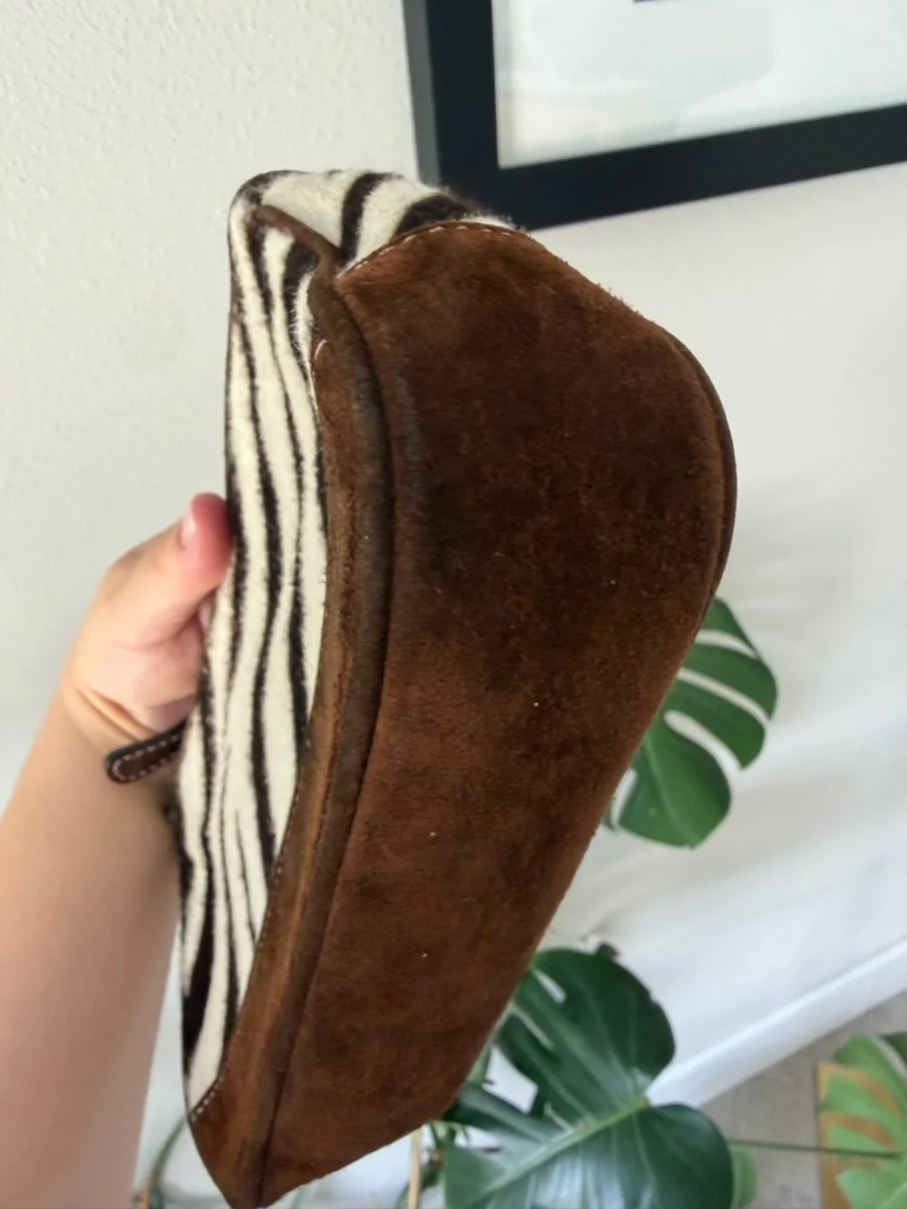 🦓 RARE Vintage Y2K Coach Zebra Calf Hair & Brown Suede Demi Shoulder Bag 🦓